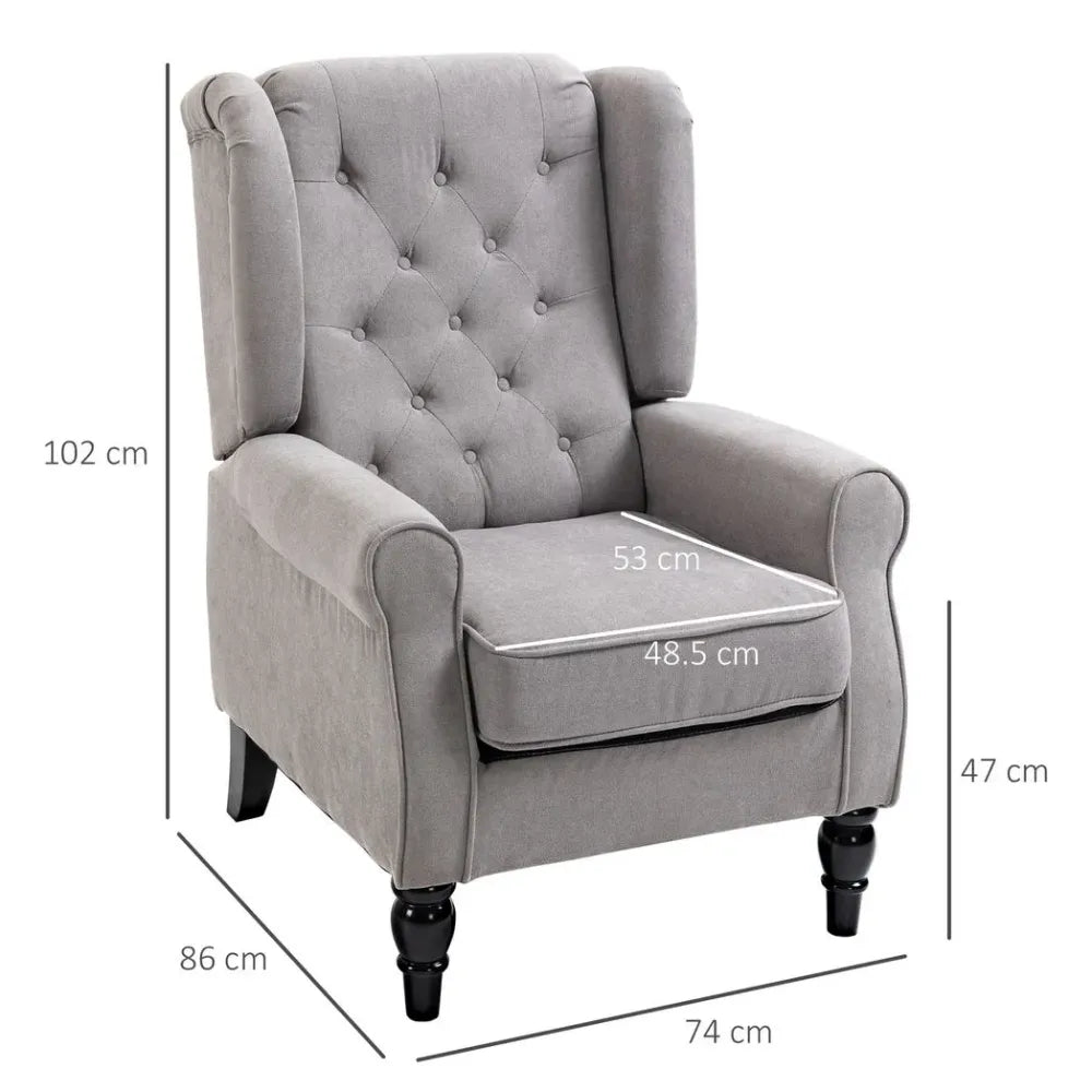 Grey Retro Wingback Accent Chair with Wooden Frame, Ideal for Living Room Styling