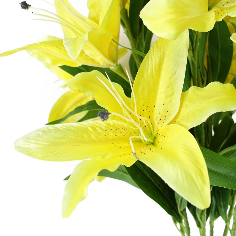 Pack of 6 x 100cm Large Yellow Lily Stems - 18 Flowers