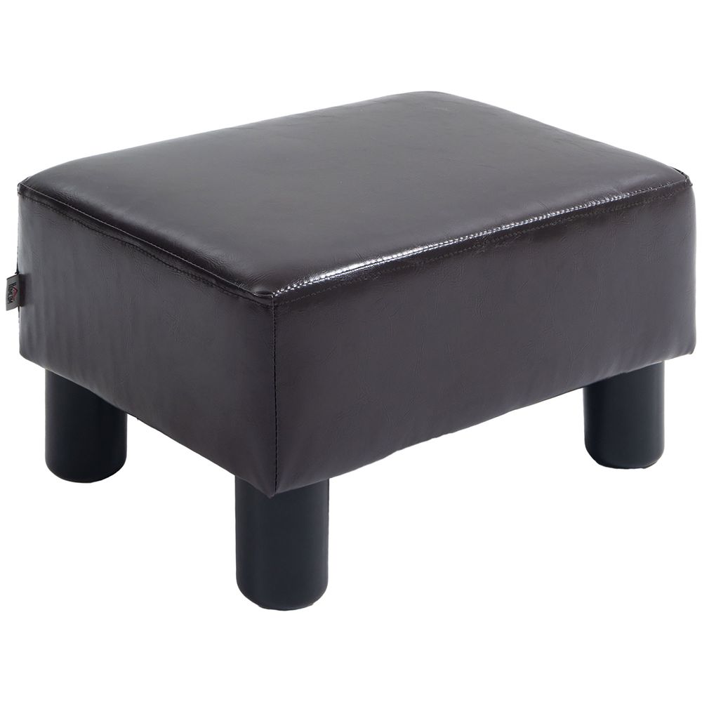 Stylish Brown Linen Fabric Footstool Ottoman Cube with 4 Plastic Legs for Modern Decor