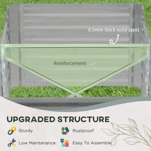 Sturdy Galvanised Steel Raised Garden Bed - 180x90cm Outdoor Planter