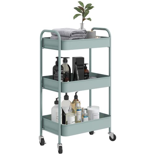 HOMCOM Versatile 3-Tier Rolling Utility Cart with Mesh Baskets - Stylish Storage!