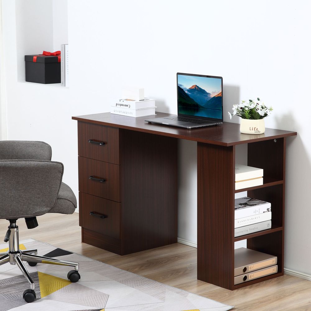Brown Study Table with Storage, Perfect for Home Office and Writing Needs