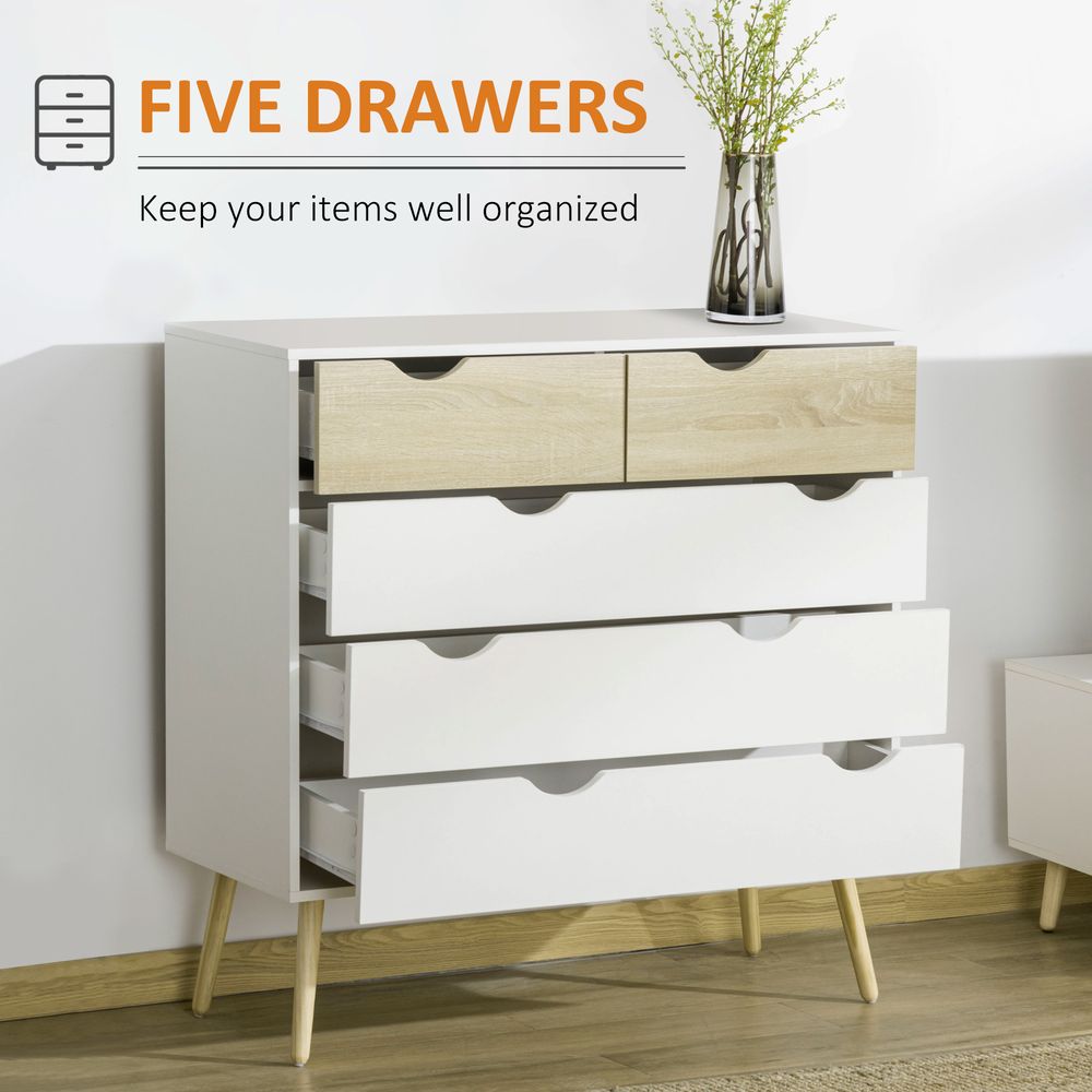 5-Drawer Storage Unit, Elegant Chest of Drawers for Organising Bedroom Essentials