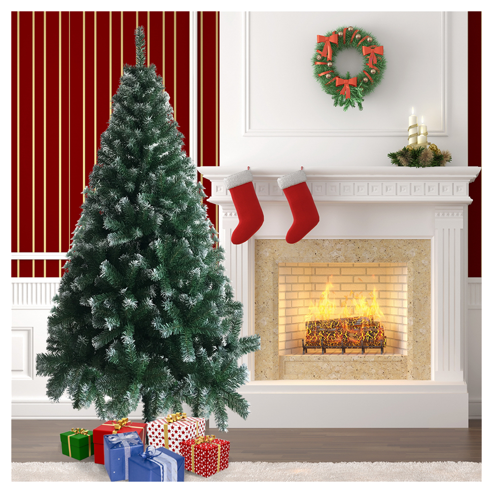 6ft White PVC Christmas Tree with Iron Legs - 650 Branches for Festive Cheer