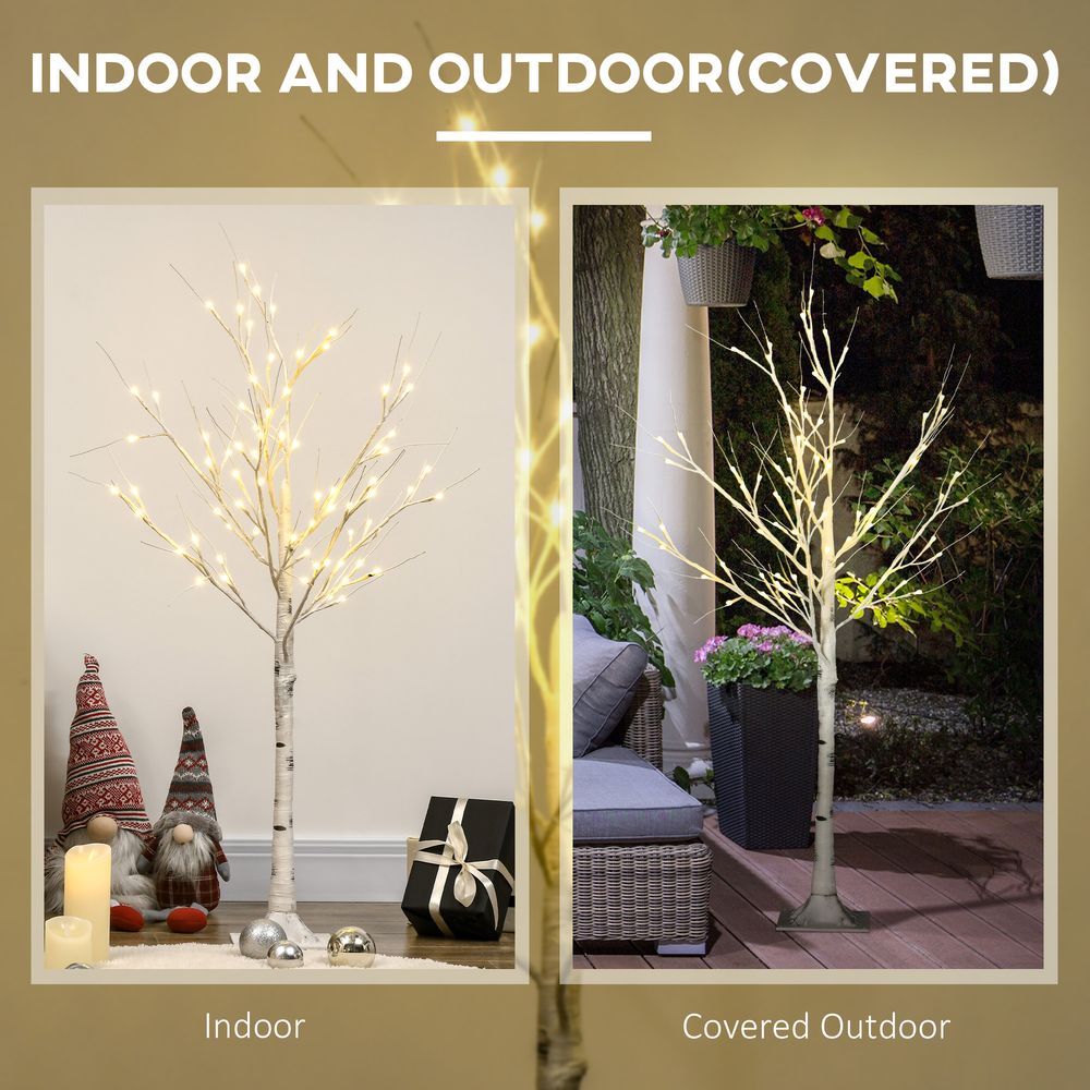 4ft Pre-Lit White Birch Tree with 72 Warm White LEDs
