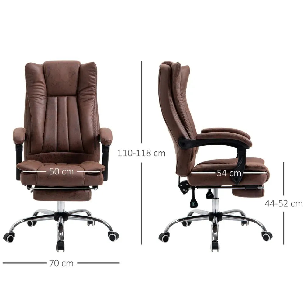 Brown Executive Office Chair with Swivel Function, Armrest, and Footrest for Maximum Comfort