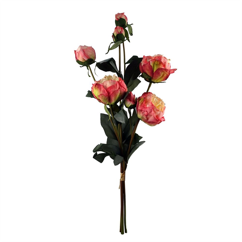 85cm Geometric Glass Vase with Pink Peony & Berry Artificial Flowers