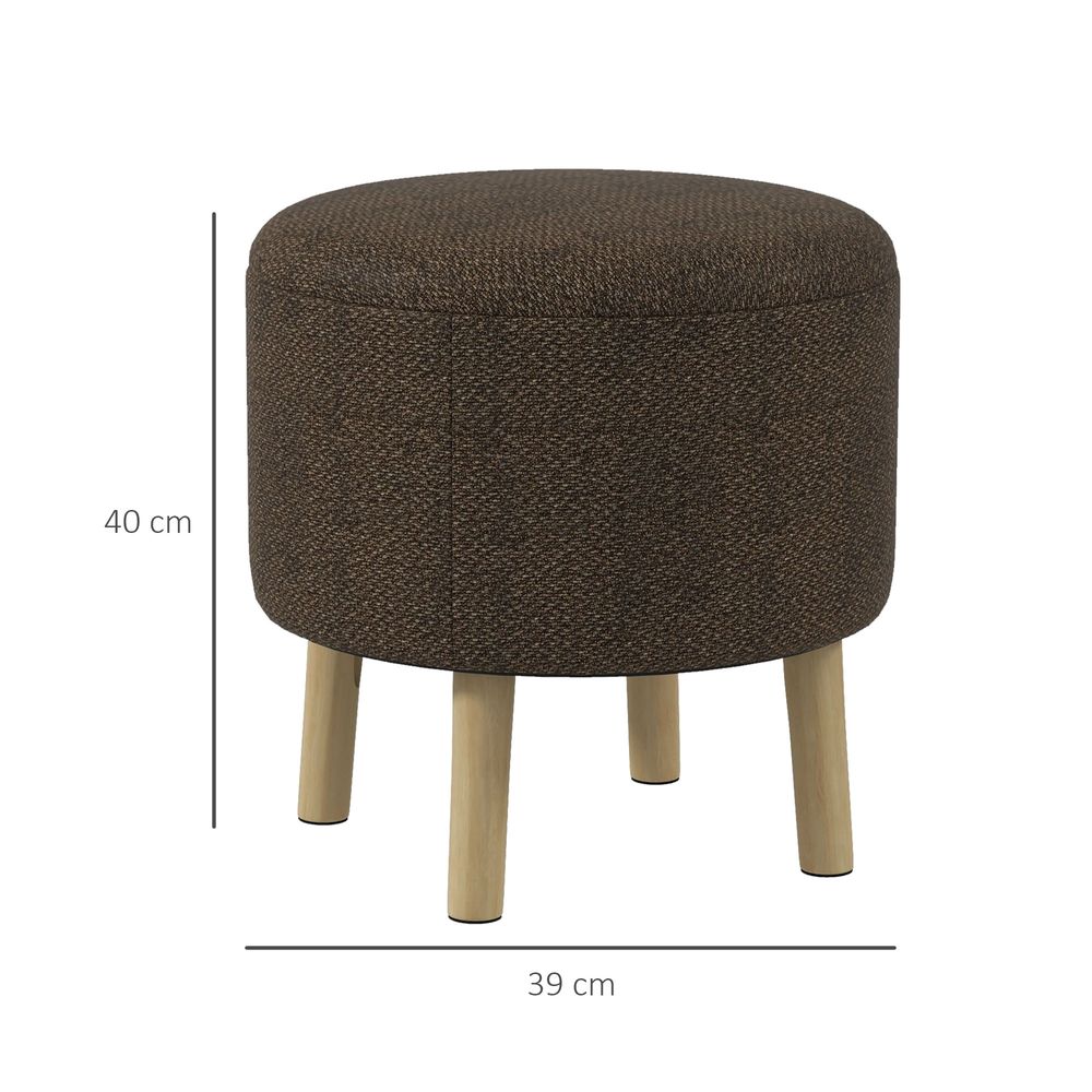 Round Storage Ottoman: Stool Chair with Cushioned Top & Hidden Space