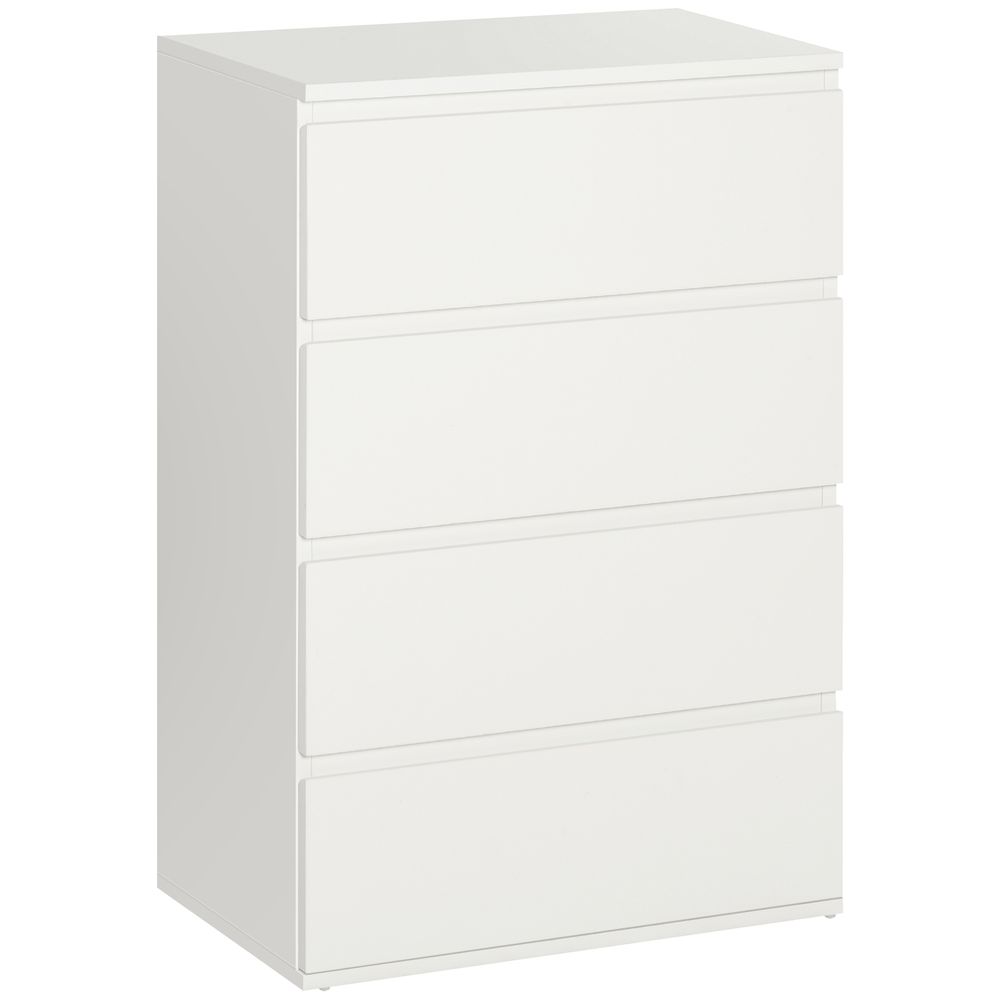 4-Drawer White Chest of Drawers, Elegant Storage Solution for Bedroom or Living Room
