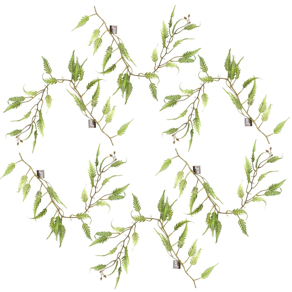 Set of 6 x 125cm Artificial Hanging Trailing Fern Plants