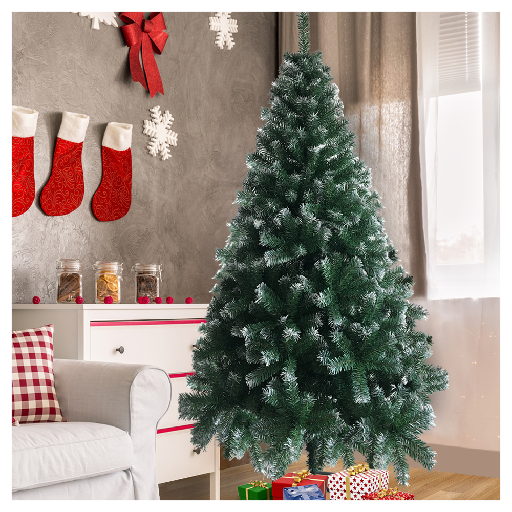6ft White PVC Christmas Tree with Iron Legs - 650 Branches for Festive Cheer