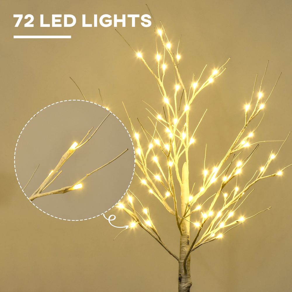 4ft Pre-Lit White Birch Tree with 72 Warm White LEDs