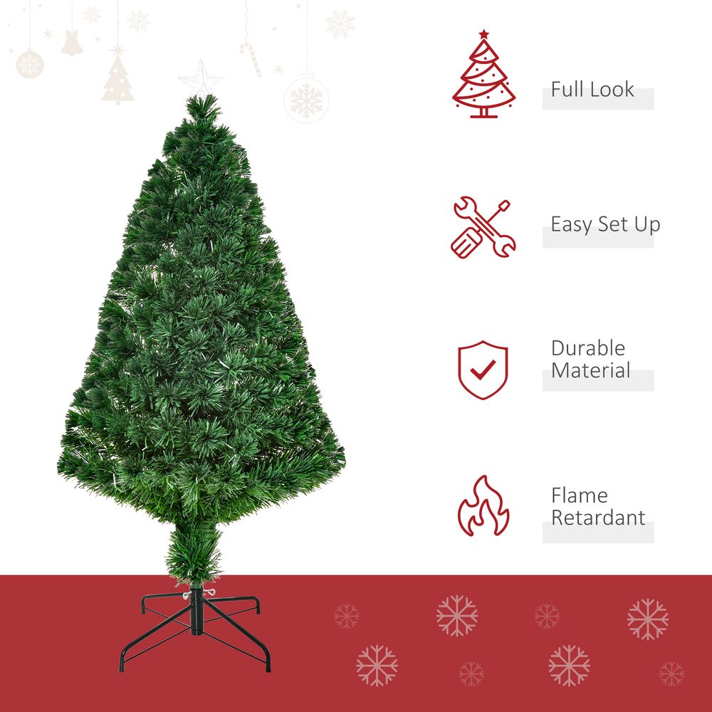 Pre-Lit 4ft Fibre Optic Artificial Christmas Tree with Multi-Colour Tree Topper
