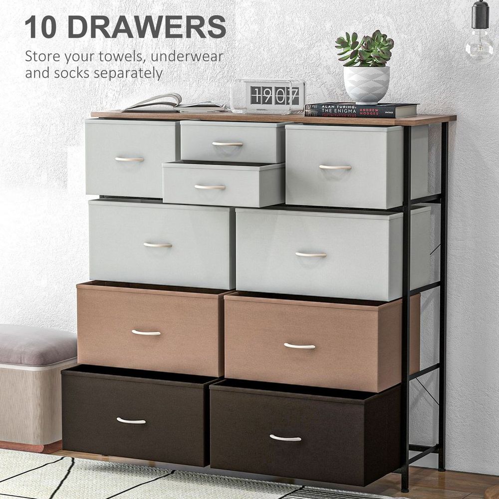 Bedroom Fabric Chest of Drawers Dresser with Foldable Drawers in Multicolour