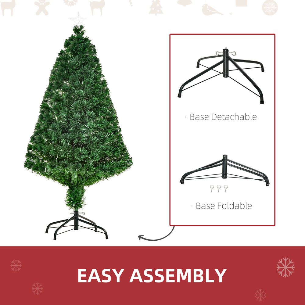 Pre-Lit 4ft Fibre Optic Artificial Christmas Tree with Multi-Colour Tree Topper