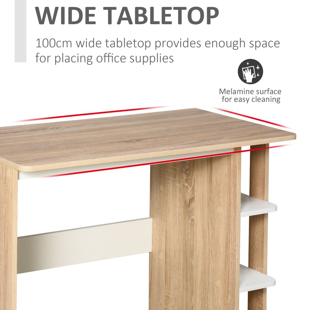 Sturdy Duo Work Desk with 3-Tier Side Shelves, Versatile 2-in-1 Table for Home Office