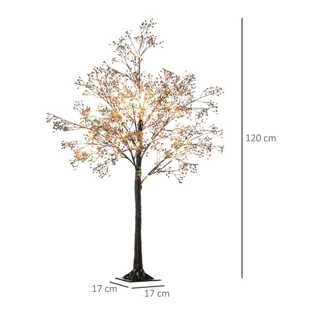 4FT Artificial Tree with Warm White LED Lights and Baby Breath Flowers for Festive Decor