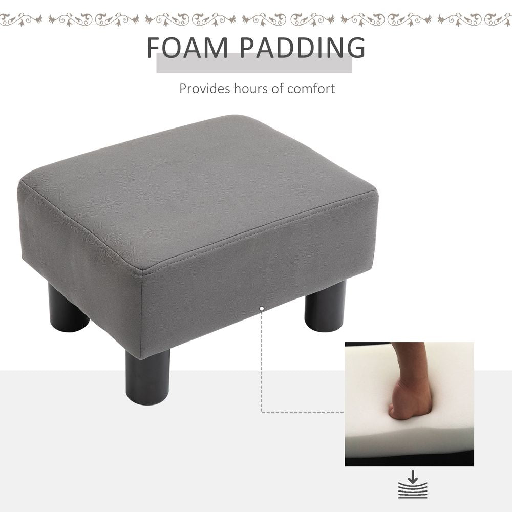 Small Grey PU Leather Ottoman Footrest for Home Office or Chair Comfort