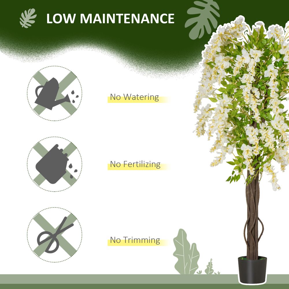 160cm Realistic Artificial White Wisteria Tree for Stunning Decorative Appeal
