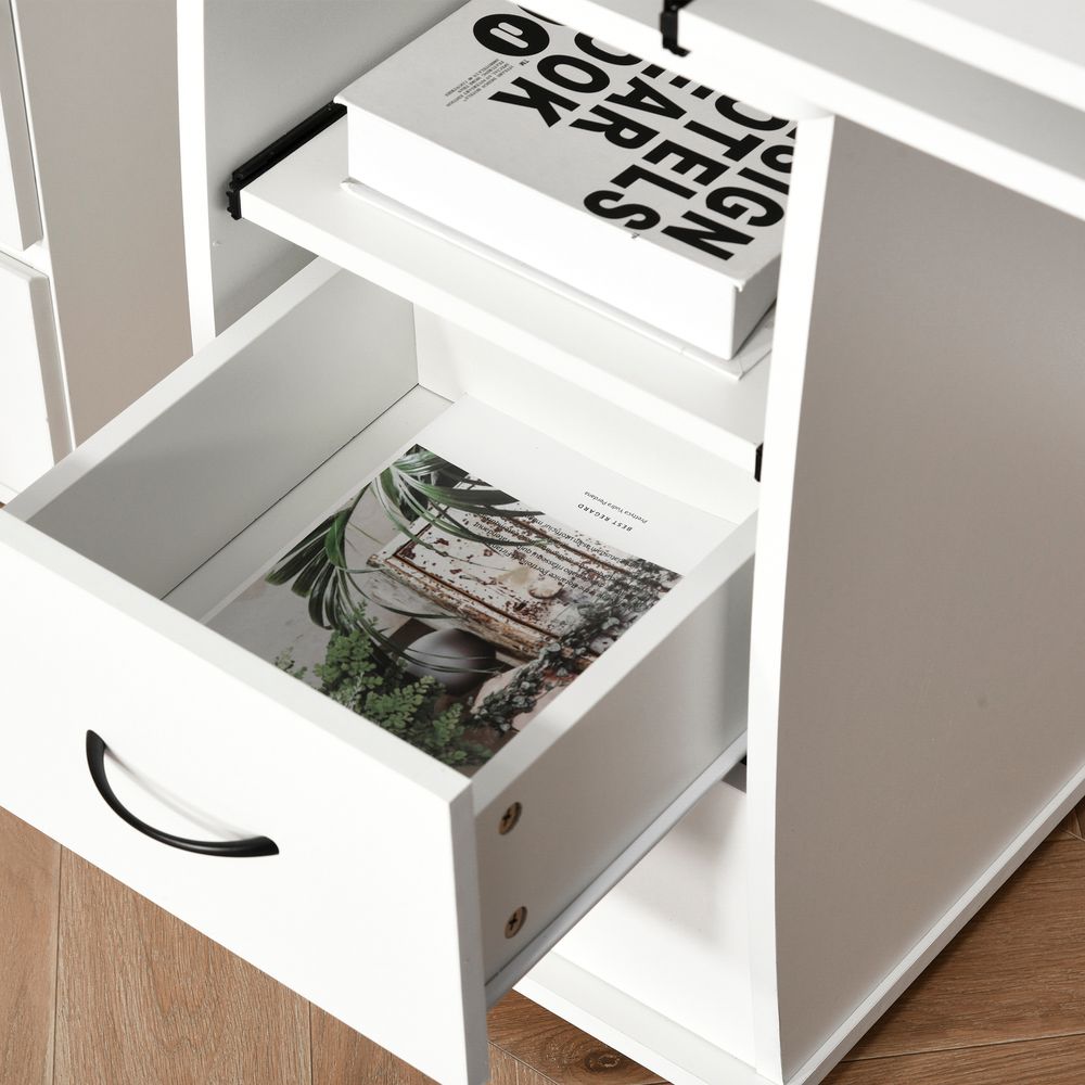 White Computer Office Desk with Keyboard Tray and Drawer, Ideal for Organised Workspaces