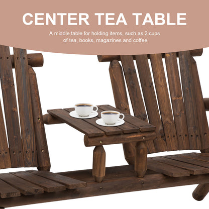 2-Seater Adirondack Patio Bench with Centre Table – Perfect for Relaxing Outdoors!