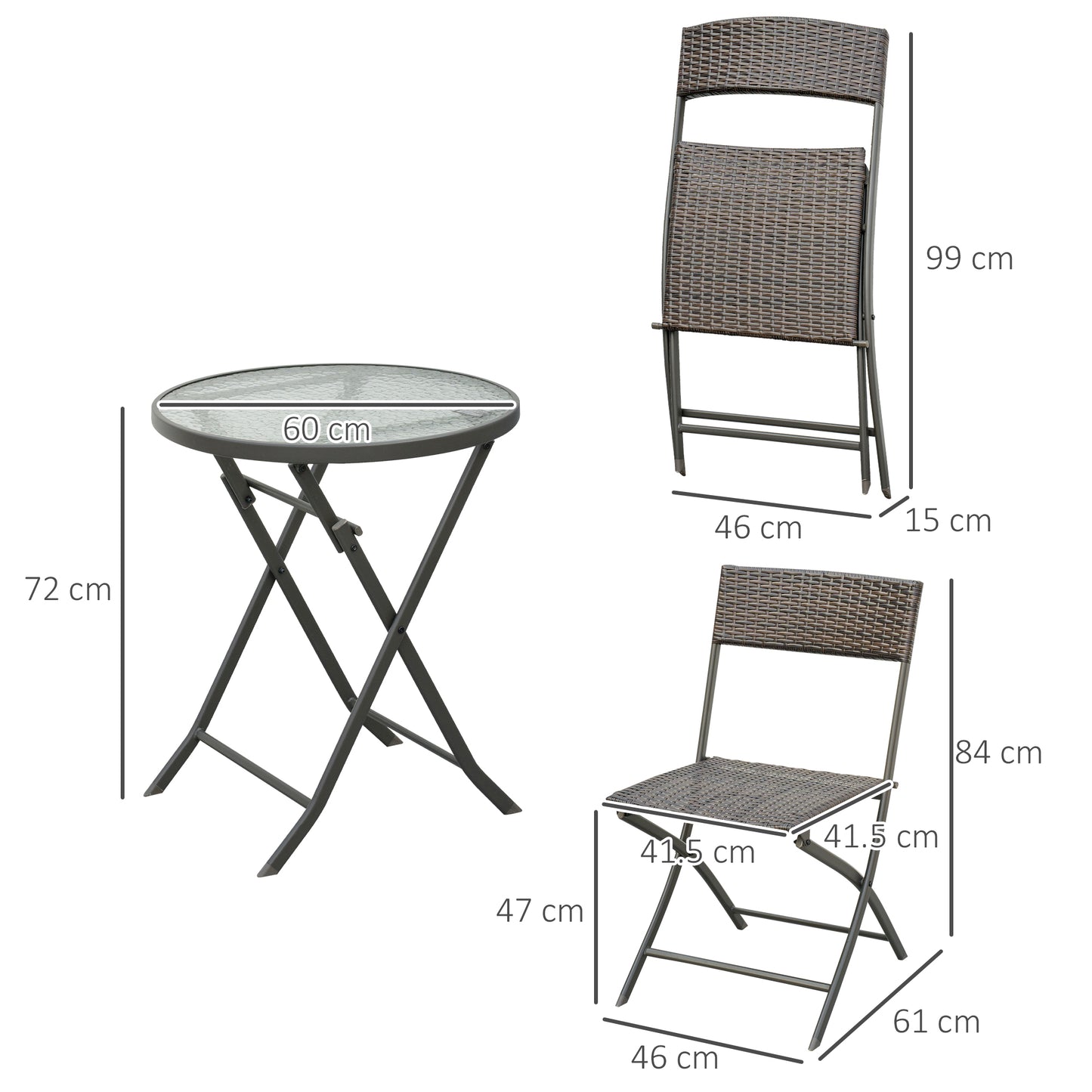 Chic 3-Piece Folding Wicker Rattan Bistro Set - Perfect for Patio Elegance!