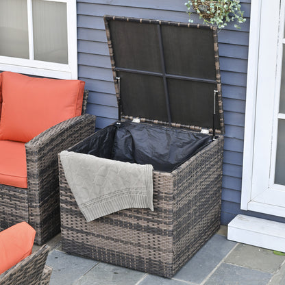 Outdoor 6-Piece Rattan Wicker Sofa Set with Storage & Cushions - Mixed Brown