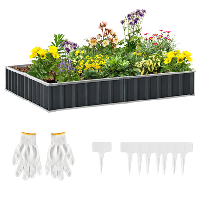 Metal Raised Garden Bed - Spacious Steel Planter with Gloves, 258x90cm