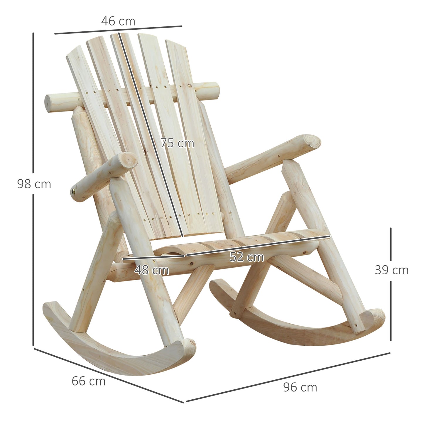 Ergonomic Cedar Wood Rocking Chair - Classic Comfort for Outdoors & Indoors