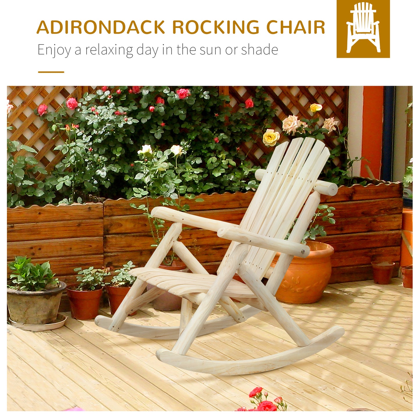 Ergonomic Cedar Wood Rocking Chair - Classic Comfort for Outdoors & Indoors