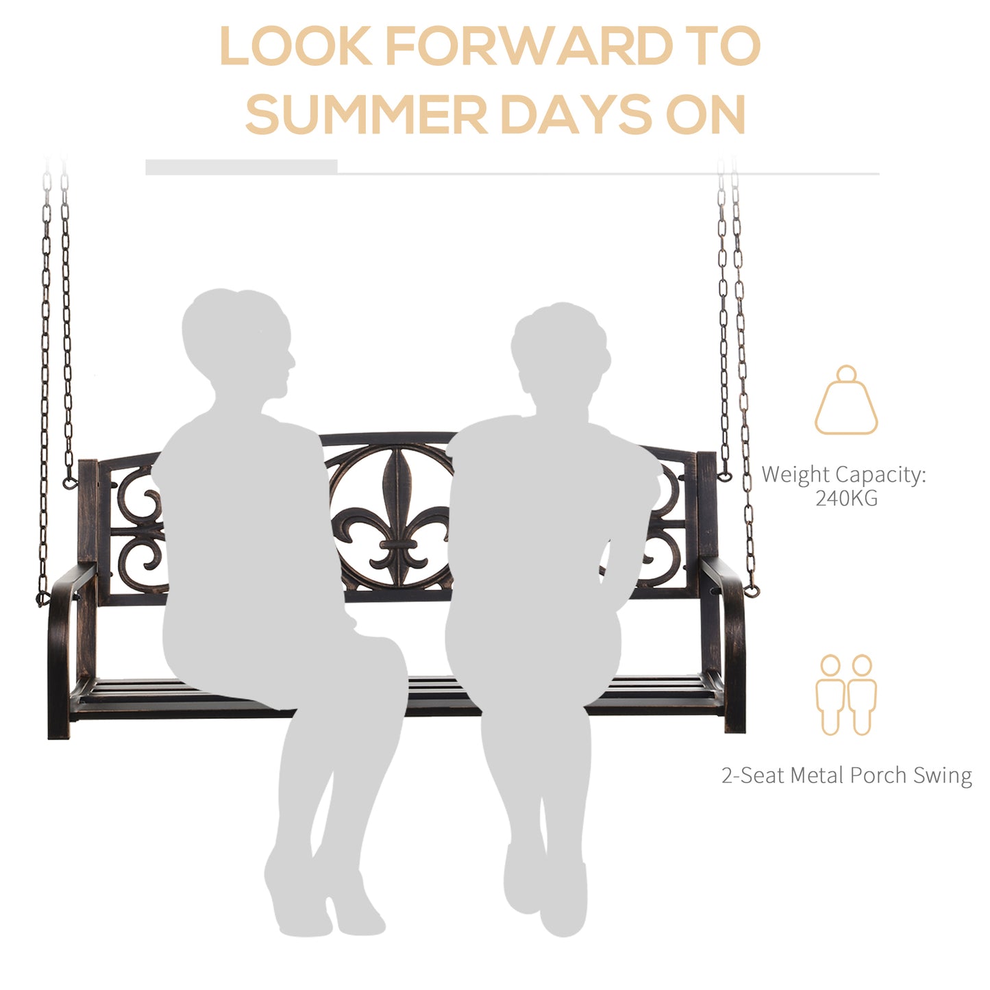 Elegant Steel Fleur-de-Lis Porch Swing Bench for Ultimate Outdoor Relaxation