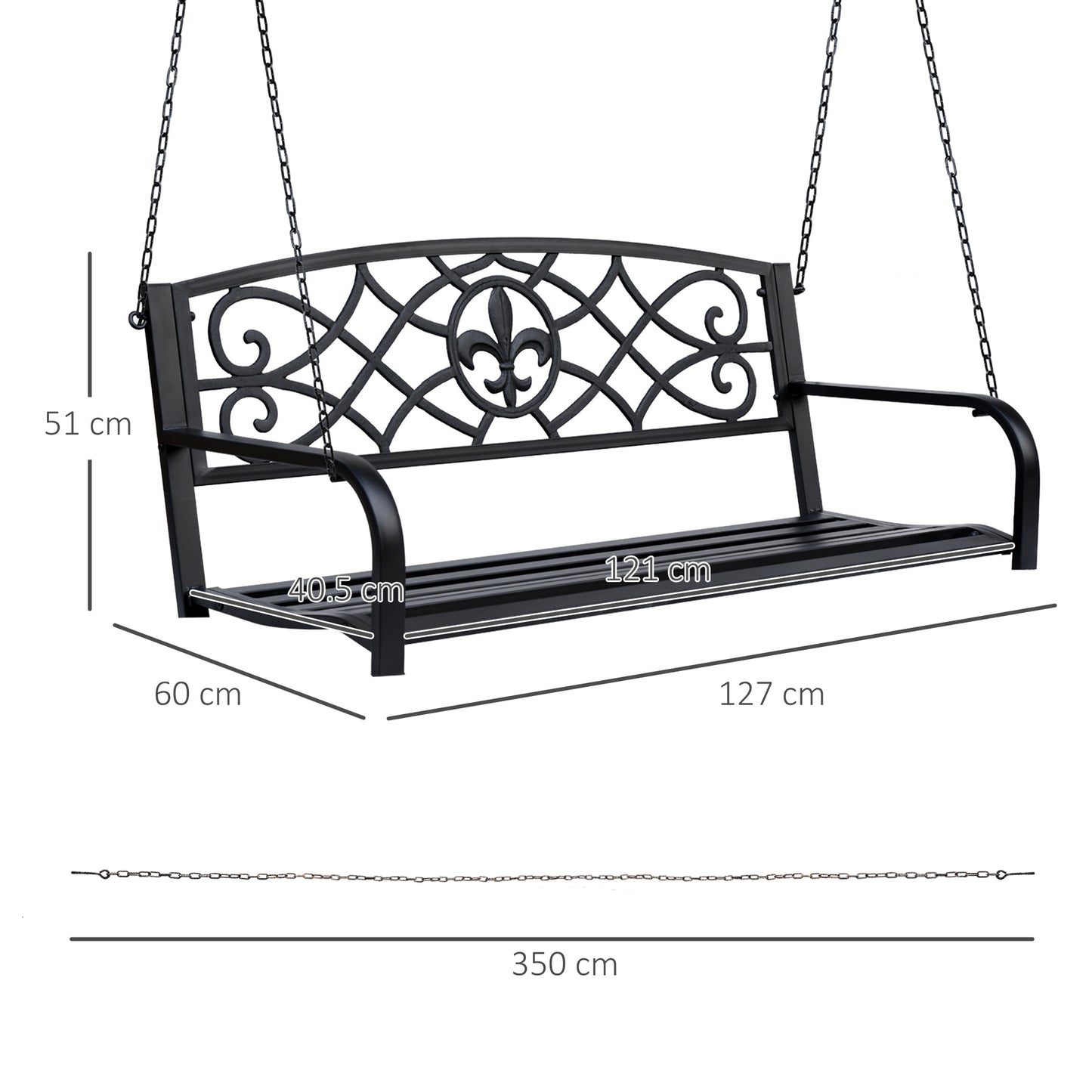 Elegant Steel Fleur-de-Lis Porch Swing Bench for Ultimate Outdoor Relaxation