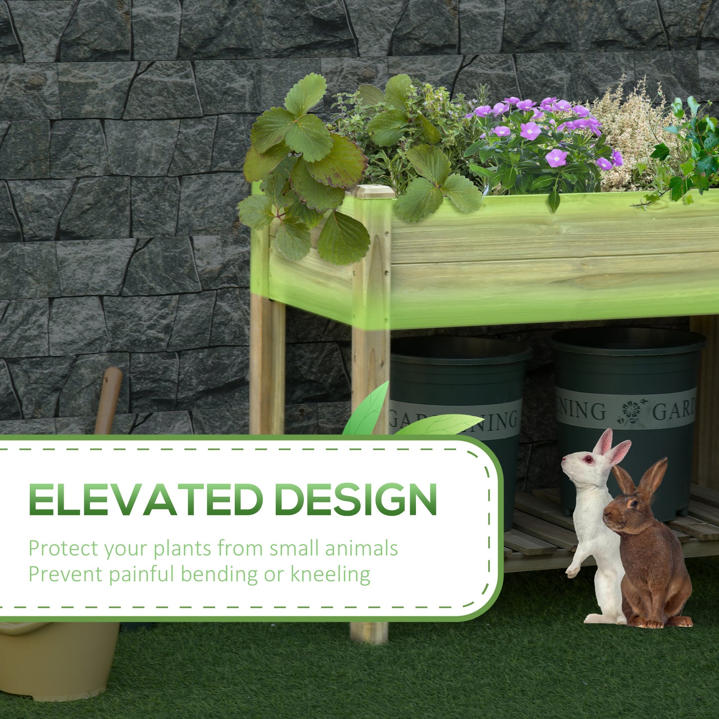 Elevated Wooden Garden Bed with Storage Shelf - Easy Planting Delight!