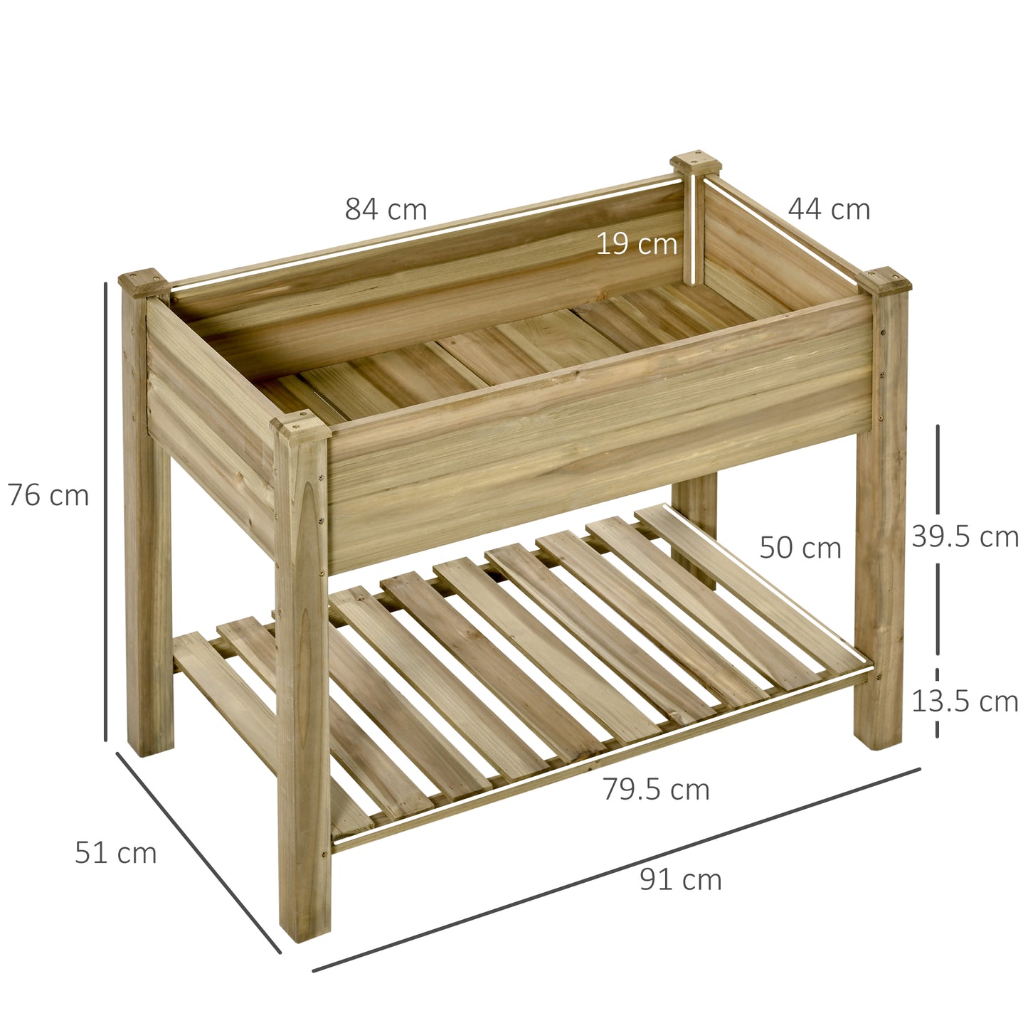 Elevated Wooden Garden Bed with Storage Shelf - Easy Planting Delight!