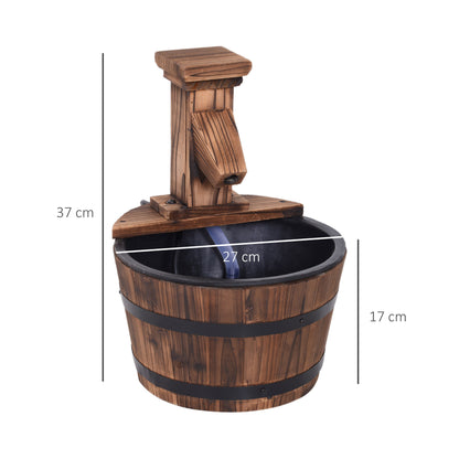 Charming Retro Wood Barrel Pump Fountain - Electric Garden Water Feature