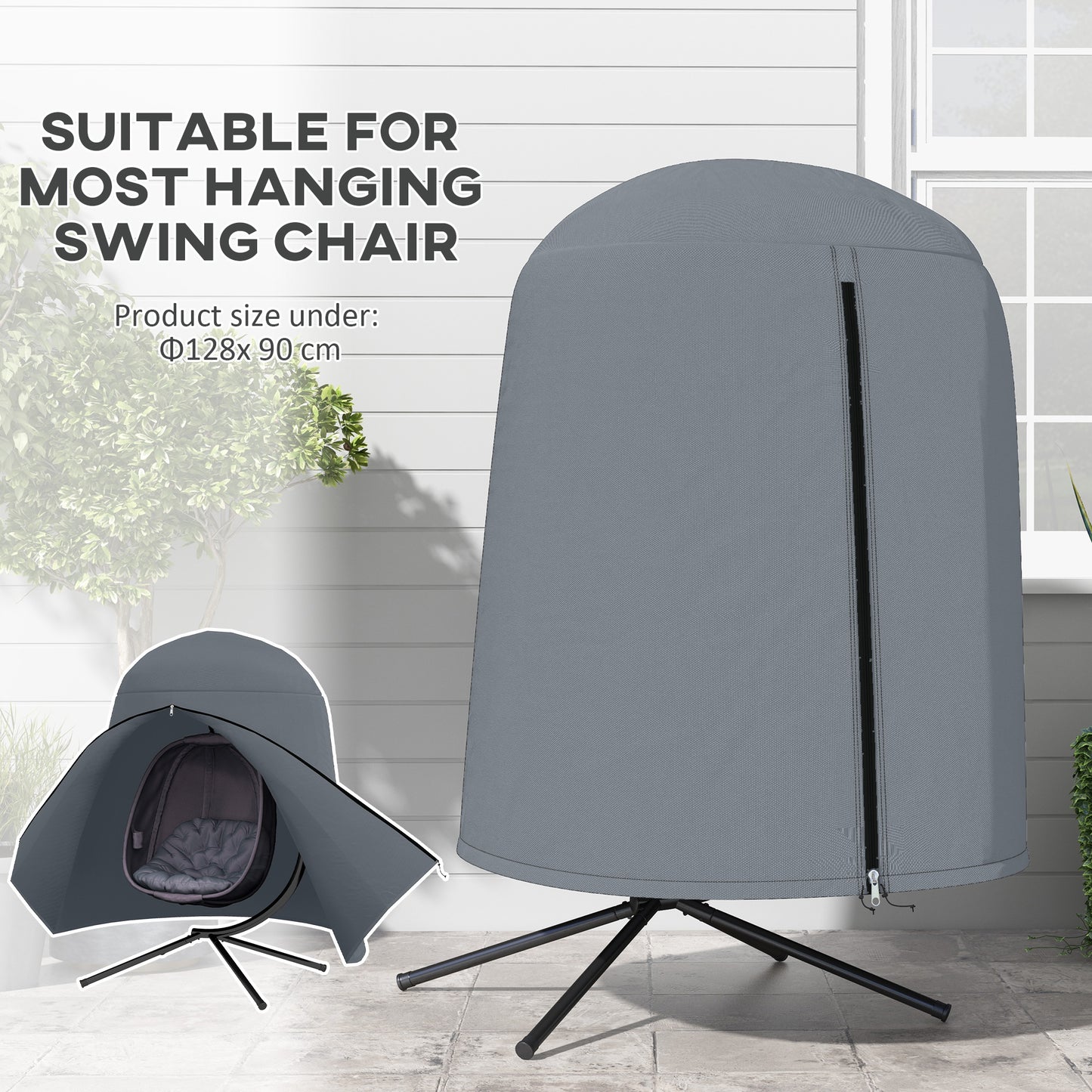 Hanging Egg Chair Cover Garden Swing Chair Cover Waterproof, Grey