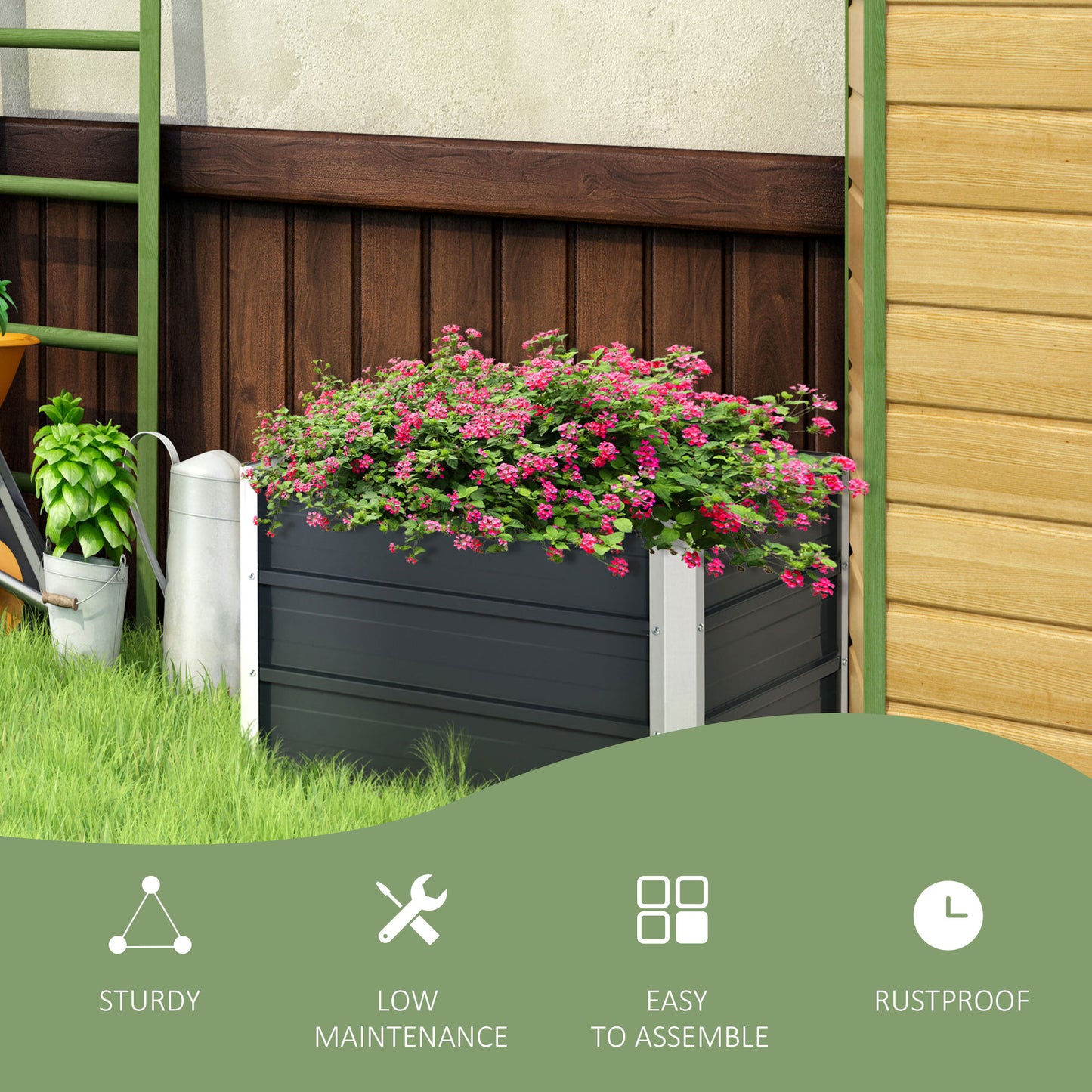 Grey Elevated Garden Bed & Gloves - Create Your Perfect Planting Paradise!