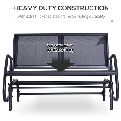 Luxurious Outdoor Double Swing Bench - Smooth Gliding Comfort in Black