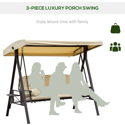 Elegant 3-Seater Steel Swing Chair with Canopy & Cushions for Outdoor Bliss