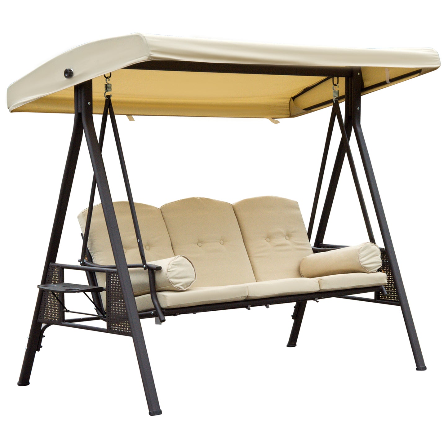 Elegant 3-Seater Steel Swing Chair with Canopy & Cushions for Outdoor Bliss