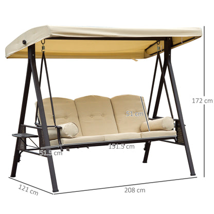 Elegant 3-Seater Steel Swing Chair with Canopy & Cushions for Outdoor Bliss