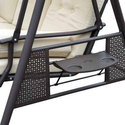 Elegant 3-Seater Steel Swing Chair with Canopy & Cushions for Outdoor Bliss