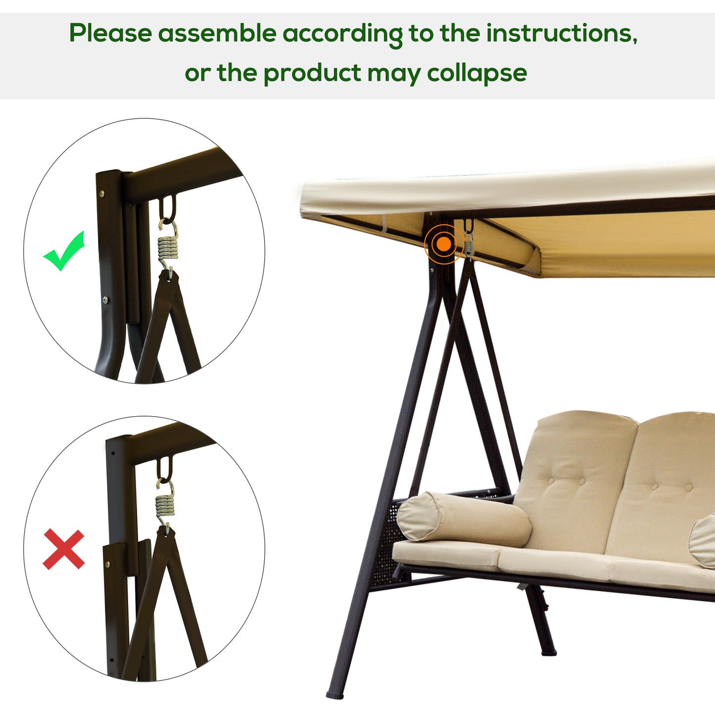 Elegant 3-Seater Steel Swing Chair with Canopy & Cushions for Outdoor Bliss