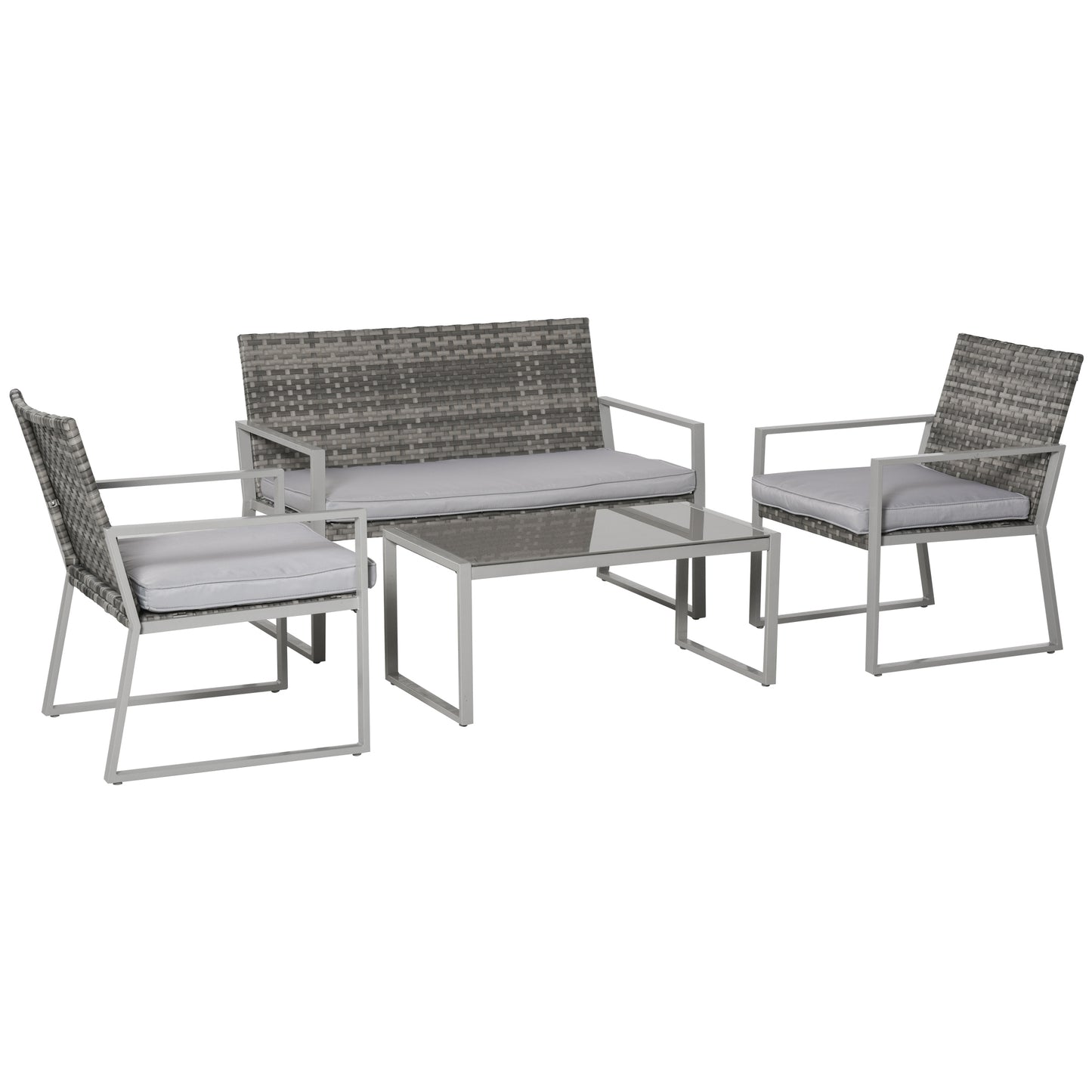 Stylish 4-Piece Grey Rattan Garden Seating Set for Outdoor Relaxation