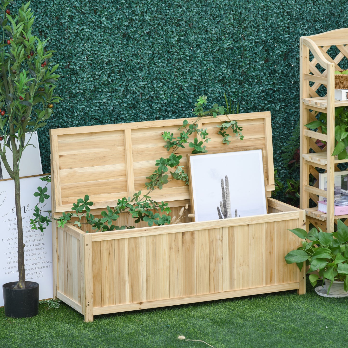 Ergonomic Garden Bench with Storage - Durable Fir Wood & Stylish Design