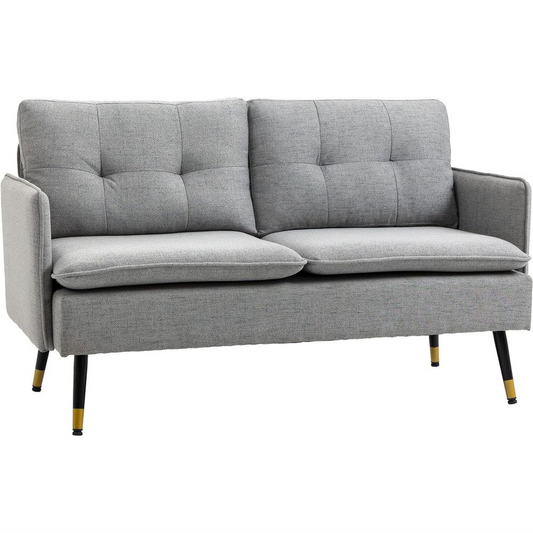 Grey Modern Upholstered Two-Seater Sofa for Living Room or Bedroom Comfort