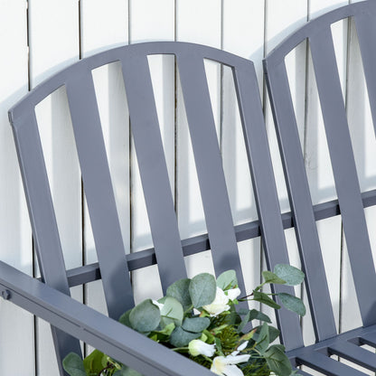 Stylish 2-Seater Steel Patio Bench - Modern Slat Design for Outdoor Comfort