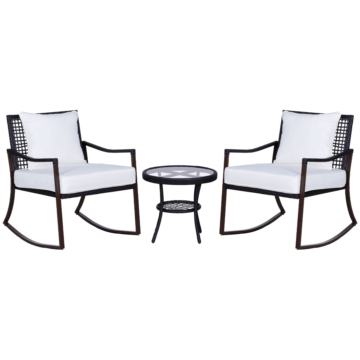 Cosy 3-Piece Rocking Chair Bistro Set - Stylish Brown & Cream Combo