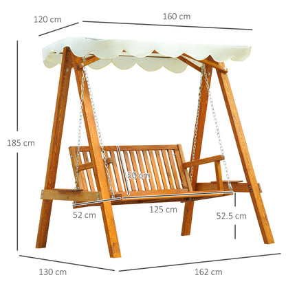 2-Seater Outdoor Wood Swing Bench with Canopy - Stylish Patio Lounger