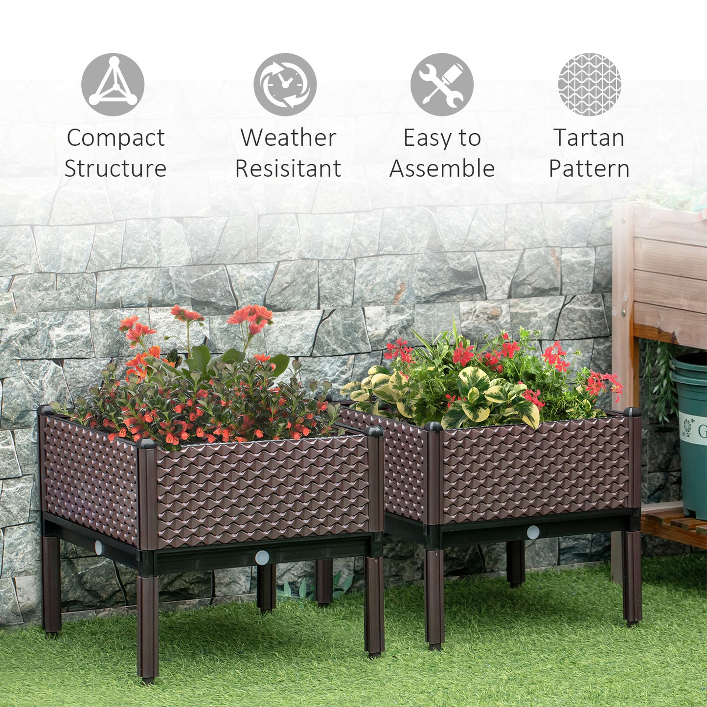 2-Piece Elevated Planter Box Set for Easy Gardening Anywhere!